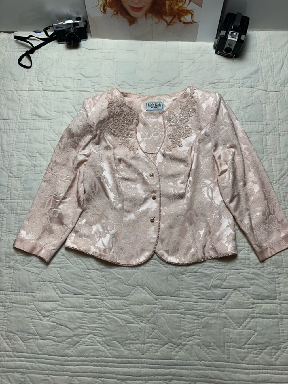 Blush Pink Brocade Jacket | Romantic Cropped Occasion Blazer · Nah Nah